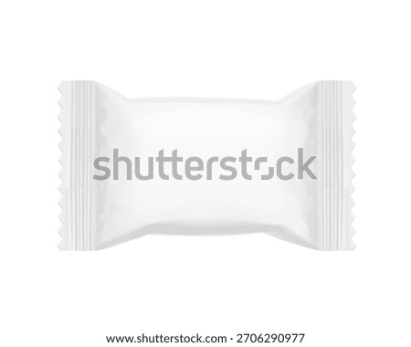 Realistic flow pack for candy mockup. Front view. Vector illustration on white background. Easy to use for presentation your product, idea, design. EPS10.
