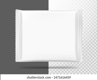 Realistic flow pack mockup. Front view. Vector illustration. Easy to use for presentation your product, idea, design. EPS10.
