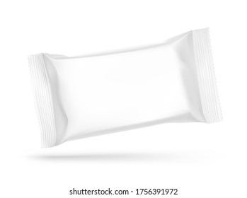 Realistic flow pack mockup. Front view. Vector illustration isolated on white background. Easy to use for presentation your product, idea, design. EPS10.	