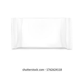 Realistic flow pack mockup. Front view. Vector illustration isolated on white background. Easy to use for presentation your product, idea, design. EPS10.	
