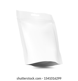 Realistic flow pack mockup. Vector illustration isolated on white background. Easy to use for presentation your product, idea, design. EPS10.	
