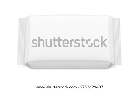 Realistic flow packaging mockup for bars, candies, waffles. Vector illustration isolated on white background. Easy to use for your design. EPS10.