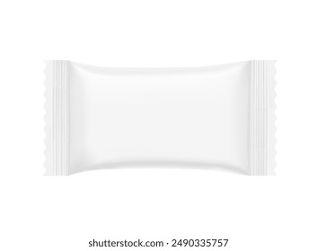Realistic flow packaging mockups for bars, candies, waffles. Front side. Vector illustration on white background. Easy to use for presentation your product, idea, design. EPS10.