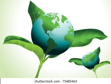 Realistic flower design with earth globe