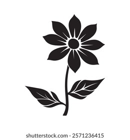 Realistic flower icon silhouette vector illustration isolated on white background.