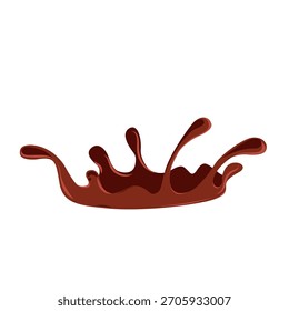 Onda de chapoteo de chocolate que fluye realista. Movimiento de remolino de cacao. Dulce líquido de postre. Ilustración vectorial