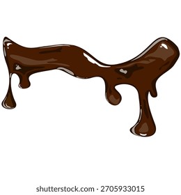 Onda de chapoteo de chocolate que fluye realista. Movimiento de remolino de cacao. Dulce líquido de postre. Ilustración vectorial