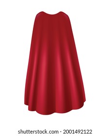 Realistic flowing red mantle back view vector illustration