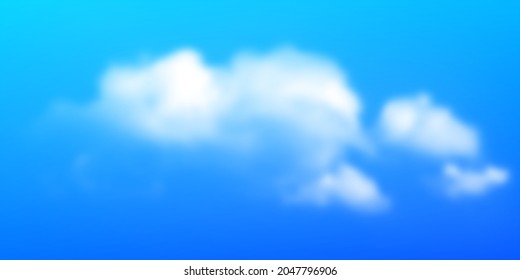 Niebla esponjosa realista ilustración vectorial sobre fondo azul claro