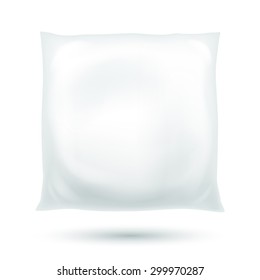Realistic fluffy pillow vector illustration isolated on white.