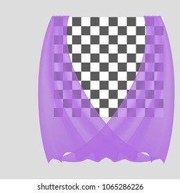 Realistic fluttering purple cloths, transparent soft lightweight clear material.