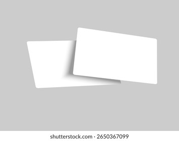 Realistic flying business card with shadow, mockup. Vector template. Empty paper design for corporate, gift card, play card, game card,presentation branding