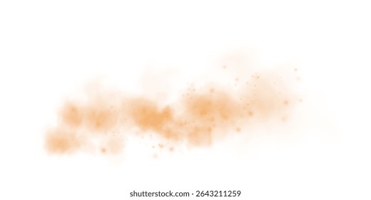 Realistic Flying Dirt and Fog Effect Sandstorm or Off Road Explosion Isolated for Race and Rally Backgrounds.