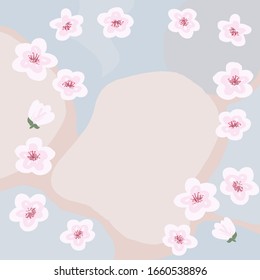  Realistic flying sakura  for romantic banner design. Blooming cherry. Floral  background. Japanese template vector.