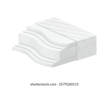 Realistic foam mattress mockup. Vector illustration isolated on a white background. The illustration will present mattress consisting of many layers. EPS10.