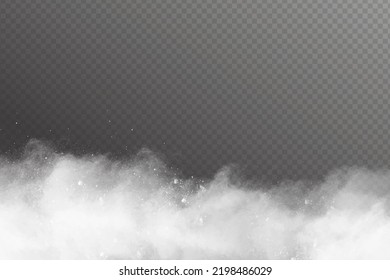 Realistic fog. Hot steam White smoke.