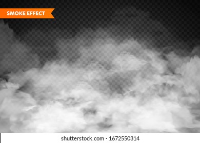  Realistic fog, mist effect. Smoke isolated on transparent background. Vector vapor in air, steam flow. Clouds.