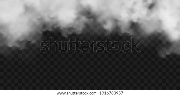  Realistic fog, mist effect.\
Smoke on dark background. Vector vapor in air, steam flow.\
Clouds.