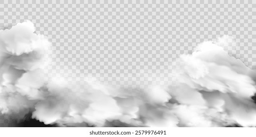 Realistic fog or smoke with transparent special effect. White vector mist, smog. Vector illustration