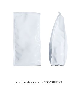 Realistic Foil Paper Folded Package For Coffee, Sugar, Pepper, Spices, Flour. EPS10 Vector