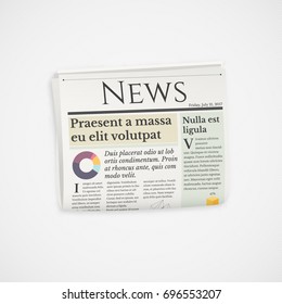 Realistic folded newspaper news vector icon
