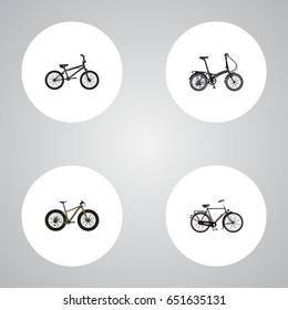 Realistic Folding Sport-Cycle, Training Vehicle, Extreme Biking And Other Vector Elements. Set Of Bicycle Realistic Symbols Also Includes Bmx, Bicycle, Extreme Objects.