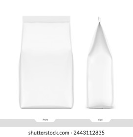 Realistic food bags isolated on white background. Front and side view. Vector illustration. Can be use for template your design, presentation, promo, ad. EPS10.