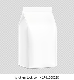 Realistic food bags on transparent background. Isometric view. Vector illustration. Can be use for template your design, presentation, promo, ad. EPS 10.