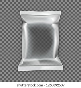 Realistic Food Chips Pillow Transparent Package Isolated. EPS10 Vector