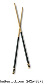 Realistic Food Chopsticks. Vector illustration of Traditional Asian Bamboo Utensils Color Chopstick. Vector illustration