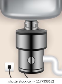 Realistic Food Waste Disposer Illustration