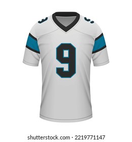 Realistic football away jersey Carolina Panthers, shirt template for sport uniform