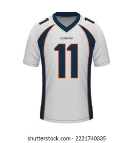 Realistic football away jersey Denver, shirt template for sport uniform