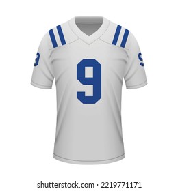 Realistic football away jersey Indianapolis, shirt template for sport uniform