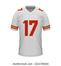 Realistic football away jersey Kansas City, shirt template for sport uniform