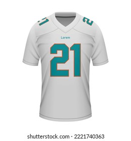 Realistic football away jersey Miami, shirt template for sport uniform