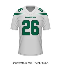 Realistic Football Away Jersey New York Jets, Shirt Template For Sport Uniform