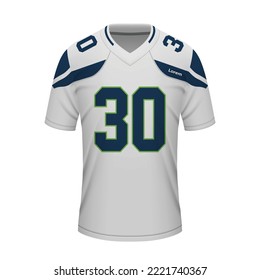 Realistic football away jersey Seattle, shirt template for sport uniform