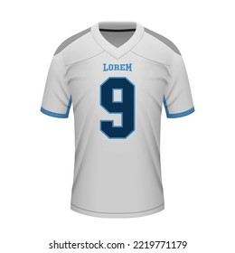 Realistic football away jersey Tennessee, shirt template for sport uniform