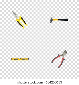Realistic Forceps, Scissors, Claw And Other Vector Elements. Set Of Construction Realistic Symbols Also Includes Clippers, Construction Objects.