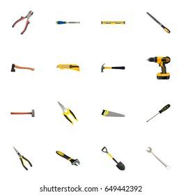 Realistic Forceps, Spanner, Nippers And Other Vector Elements. Set Of  Realistic Symbols Also Includes Spanner, Pliers, Instrument Objects.