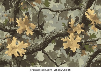 Realistic forest camouflage. Seamless pattern. Vector hunting camouflage pattern background. Useable for hunting and military purposes. camo texture