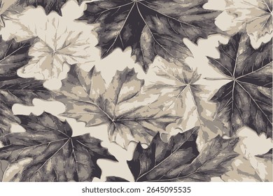Realistic forest leaves camouflage pattern for hunting. Hunting Seamless pattern. Maple tree, branches and leaves. Useable for hunting and military purposes.
