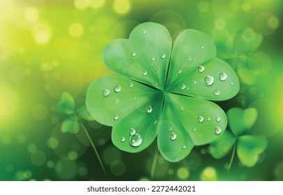 
Realistic Four Leaf Clover Concept