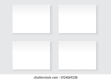 Realistic four white squares for web design. Vector abstract illustration. Stock image. EPS 10.