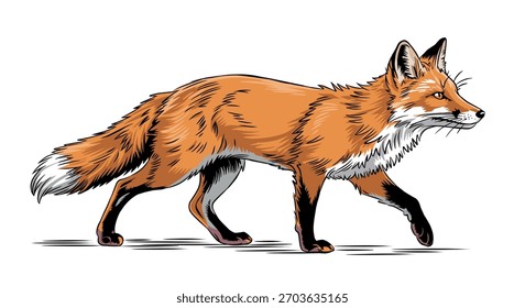 Realistic fox vector illustration on a white background