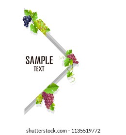 A realistic frame with black grapes. Invitation template or card. Vector illustration.