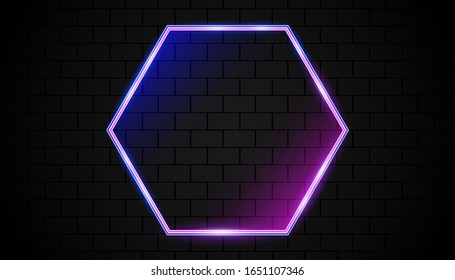 Borde de marco realista con efecto neón. Espacio en blanco para el diseño de mensajes de texto o de fondo. Plantilla de diseño de vectores para uso banner de grupo de elementos, publicidad de afiches, folleto de música
