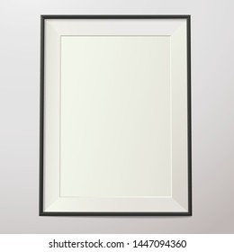 Realistic frame on a gray wall with shadow