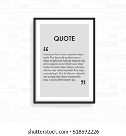 Realistic frame on light grunge brick wall. Perfect for your presentations. frame for your projects. Vector illustration